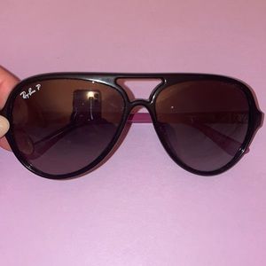 Polarized purple and black ray bans